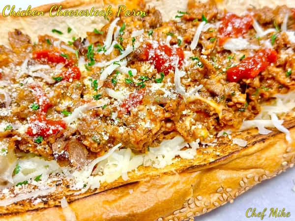 Chicken parmesan sandwich with melted cheese