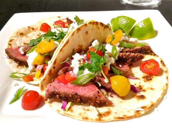 Steak street tacos with fresh toppings